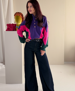 MOODY PULLOVER - PURPLE/GREEN