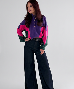 JULIET WIDE LEG PANTS - DARK BLUE