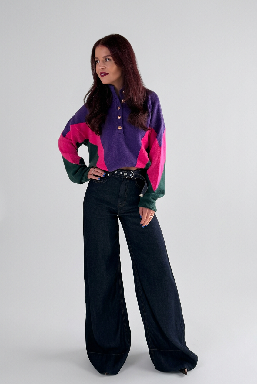 JULIET WIDE LEG PANTS - DARK BLUE