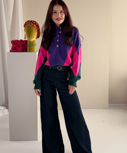 MOODY PULLOVER - PURPLE/GREEN