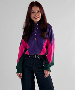 MOODY PULLOVER - PURPLE/GREEN