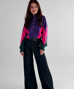 MOODY PULLOVER - PURPLE/GREEN