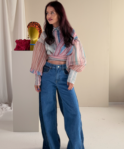 RIVER WRAPPED STRIPED BLOUSE - MULTI