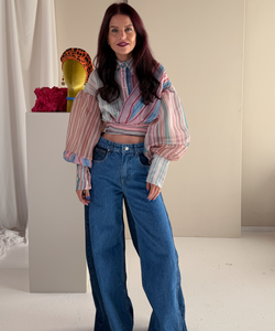 RIVER WRAPPED STRIPED BLOUSE - MULTI