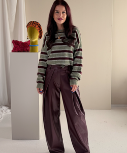 PARKER STRIPED PULLOVER - OLIVE GREEN/BORDEAUX