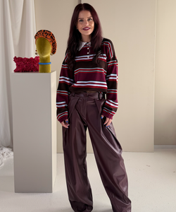 BOBBIE STRIPED POLO - BORDEAUX/BROWN