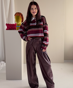 BOBBIE STRIPED POLO - BORDEAUX/BROWN