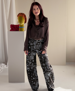 CONRAD SATIN BLOUSE - BROWN