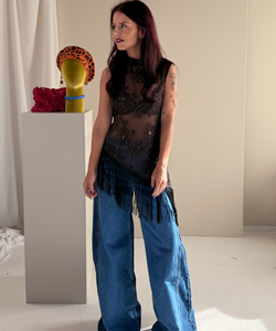 NIVA FRINGE TOP - BROWN
