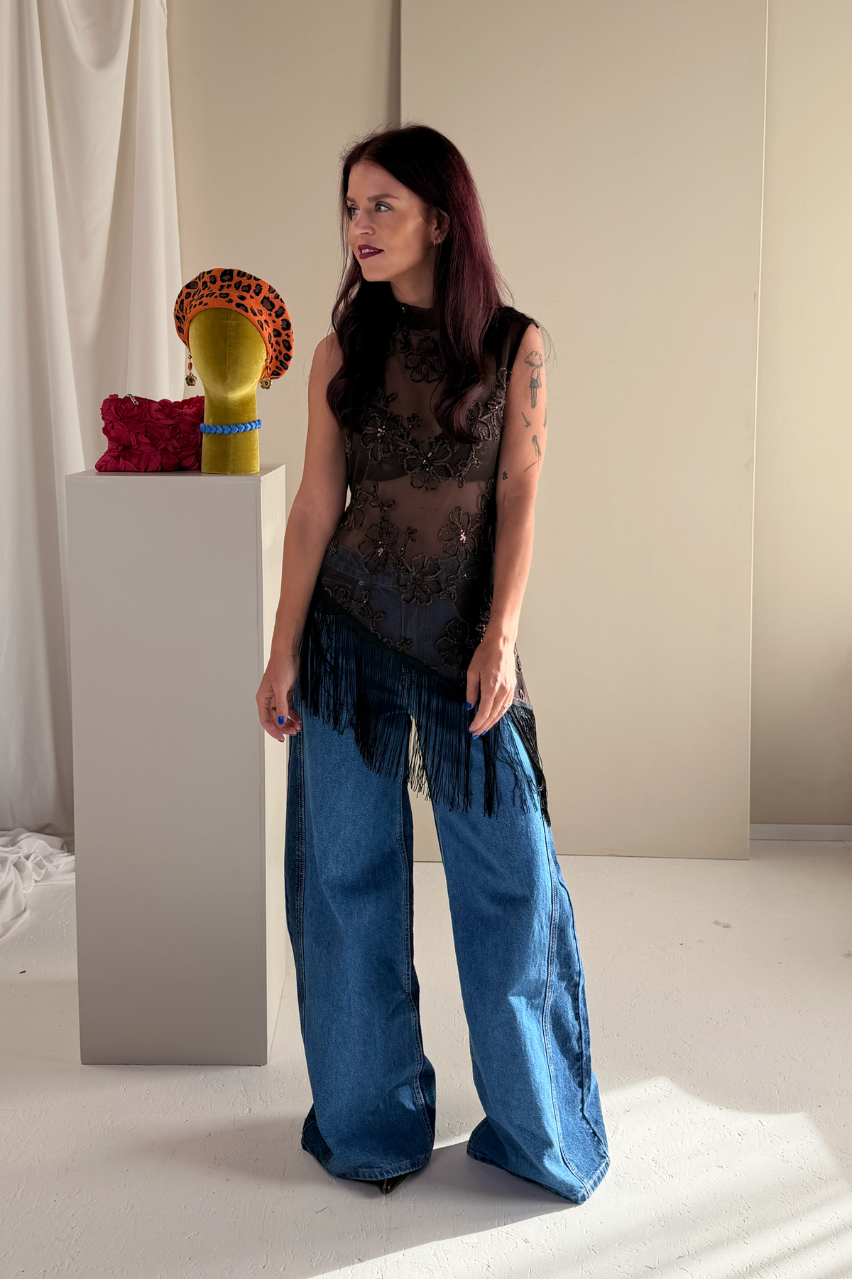NIVA FRINGE TOP - BROWN
