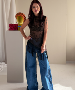 NIVA FRINGE TOP - BROWN