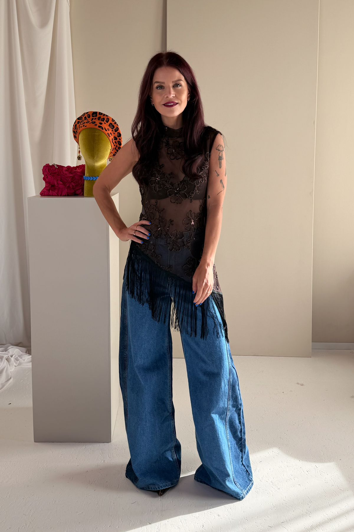 NIVA FRINGE TOP - BROWN