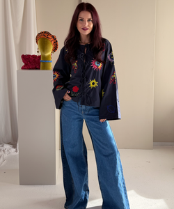 DAKOTA EMBROIDERY BLOUSE - NAVY