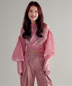 RIVER STRIPED WRAPPED BLOUSE - PINK