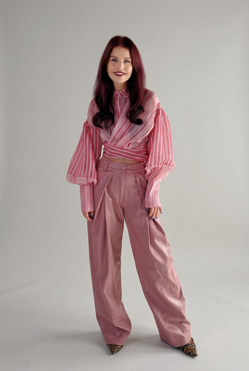 RIVER STRIPED WRAPPED BLOUSE - PINK