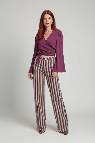 ROMEE STRIPED JEANS - OLD PINK