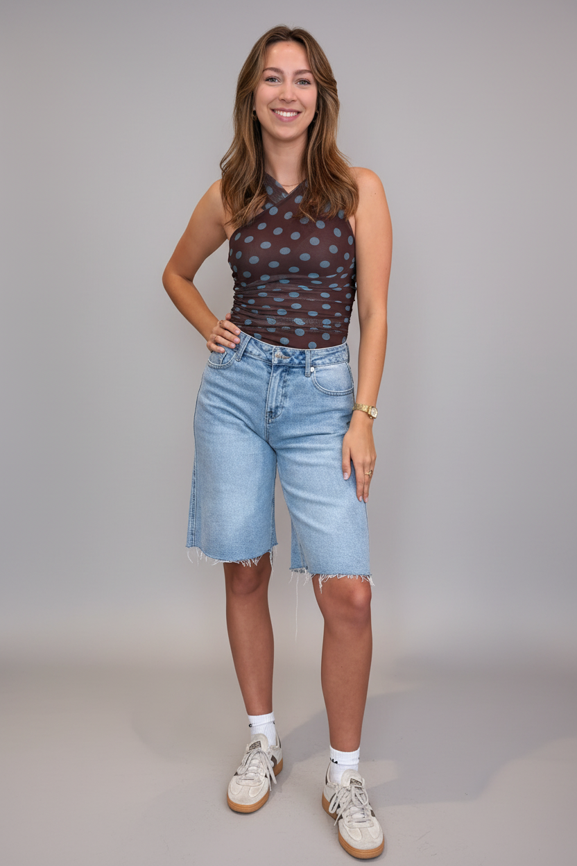 ELKE POLKA DOT BODY - BROWN/BLUE