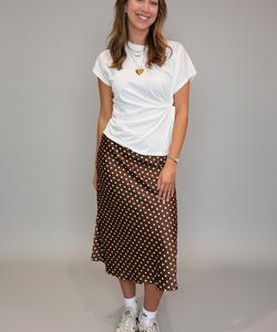 YAS | PELLA HW MIDI SKIRT - PINECONE ECRU DOTS
