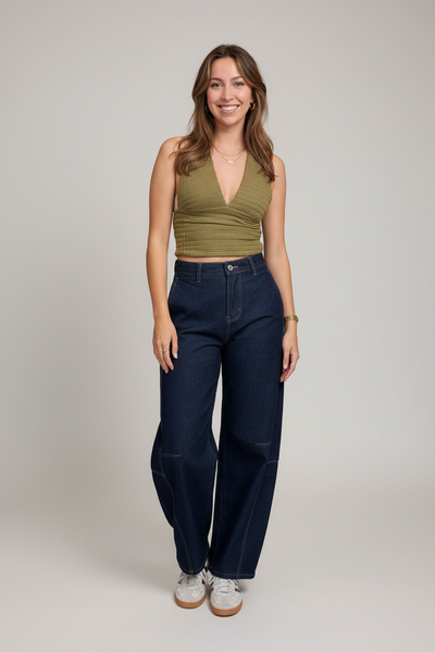 CASSIE BARREL JEANS - DARK BLUE
