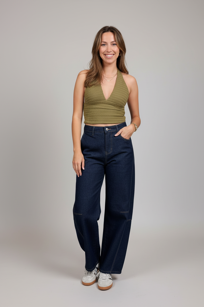 BERITH HALTER TOP - KHAKI
