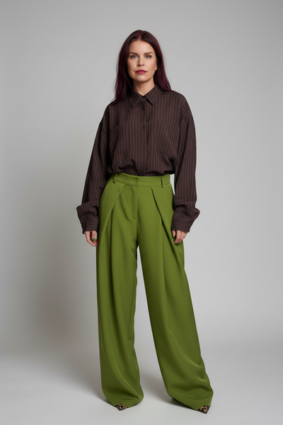 DEAN PLEATED PANTS - OLIVE