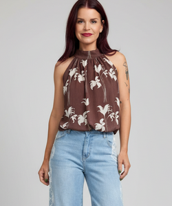 MARIANNE HALTER BLOUSE - BROWN