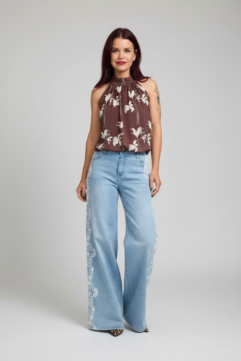 LOVIS LACE JEANS - BLUE