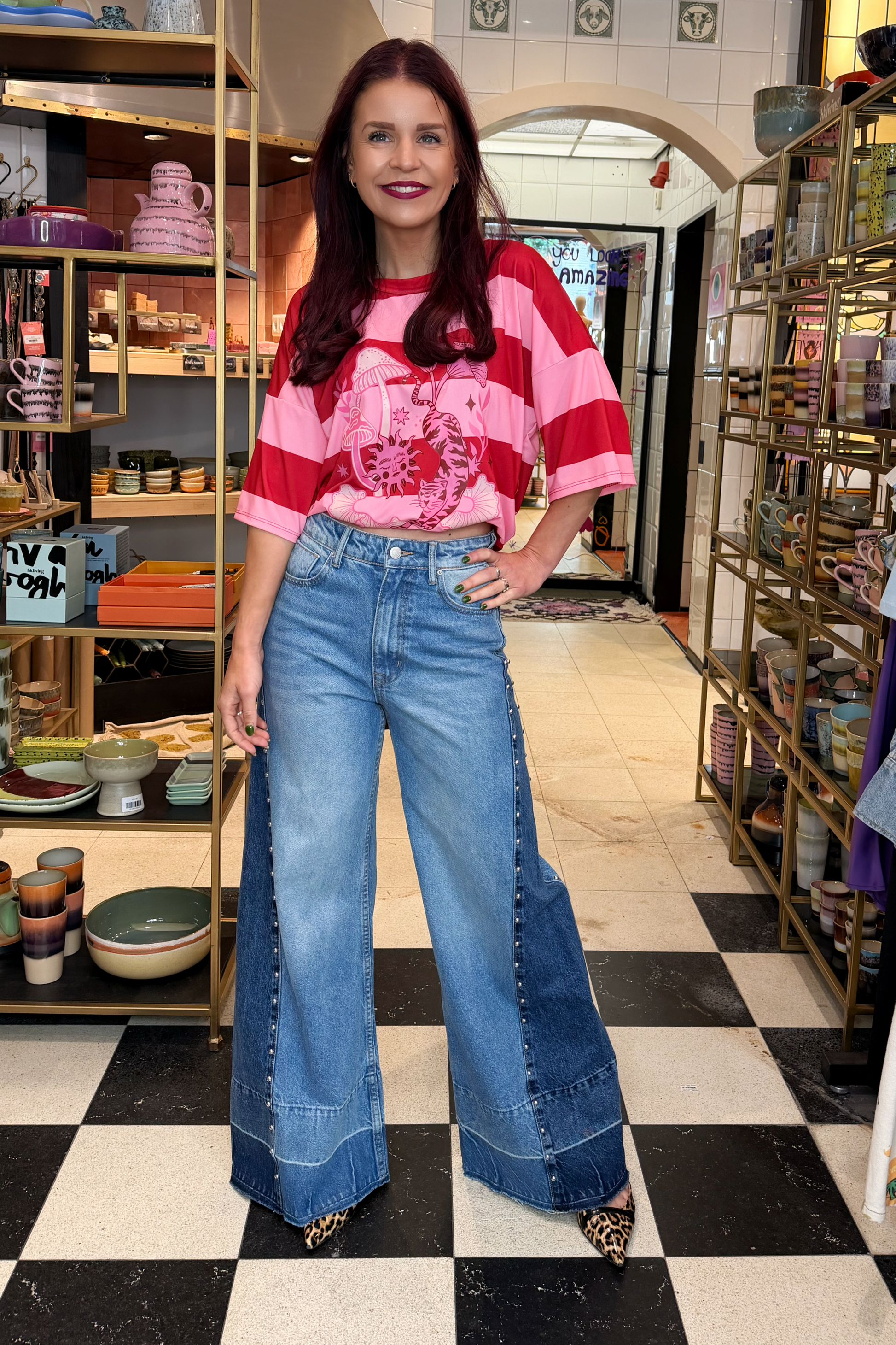TINA STRIPED TEE - RED