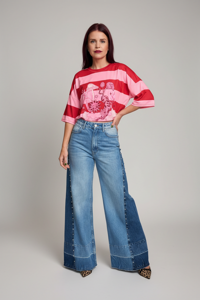 INDIGO STUDDED JEANS - BLUE
