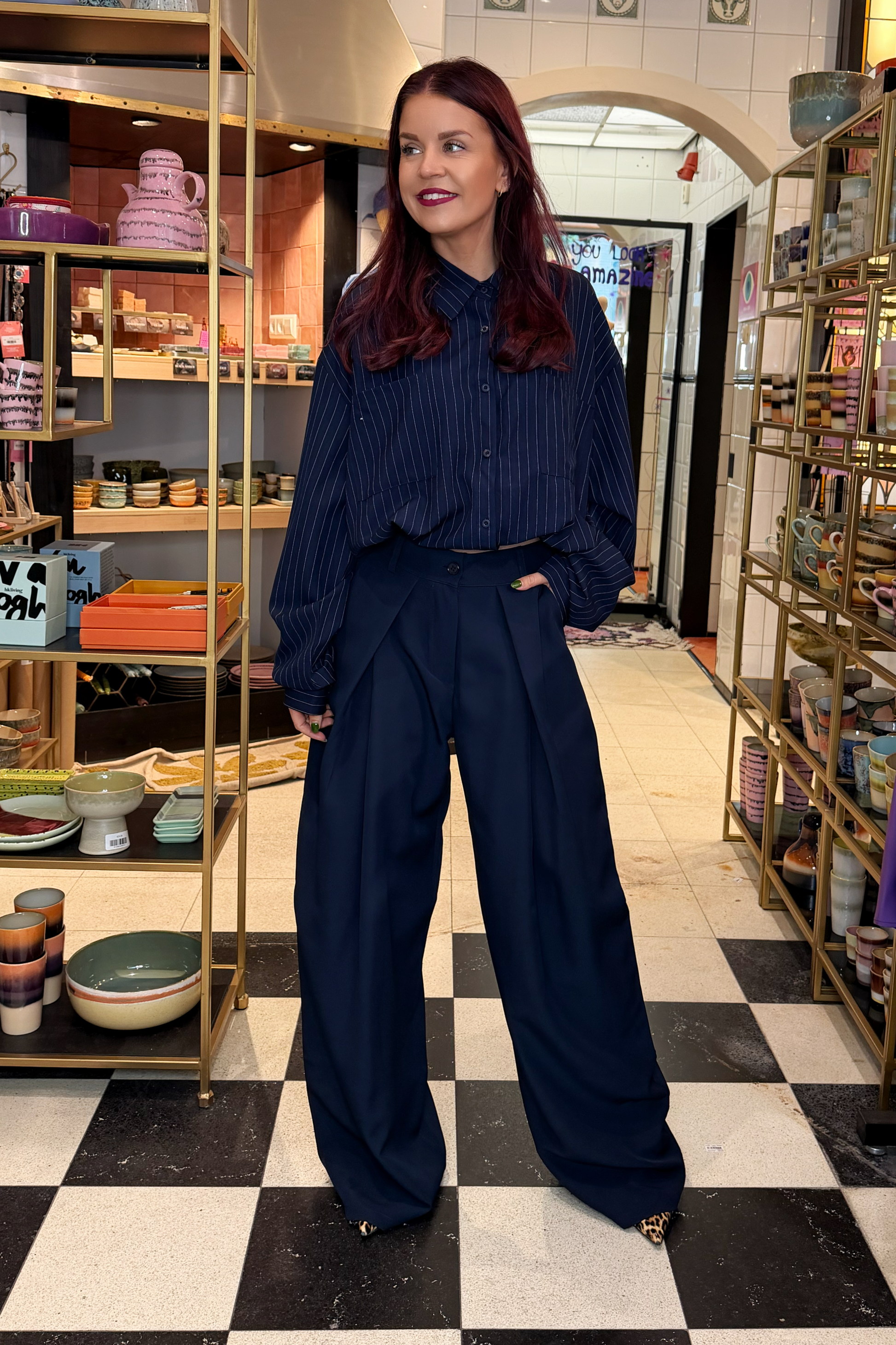 CHRIS PINSTRIPED JACKET - NAVY