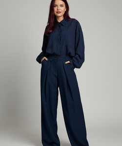 CHRIS PINSTRIPED JACKET - NAVY