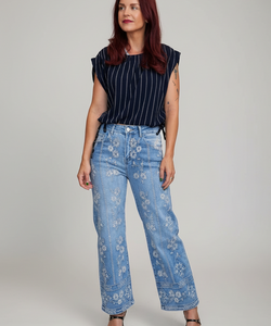 NINA EMBROIDERY JEANS - BLUE