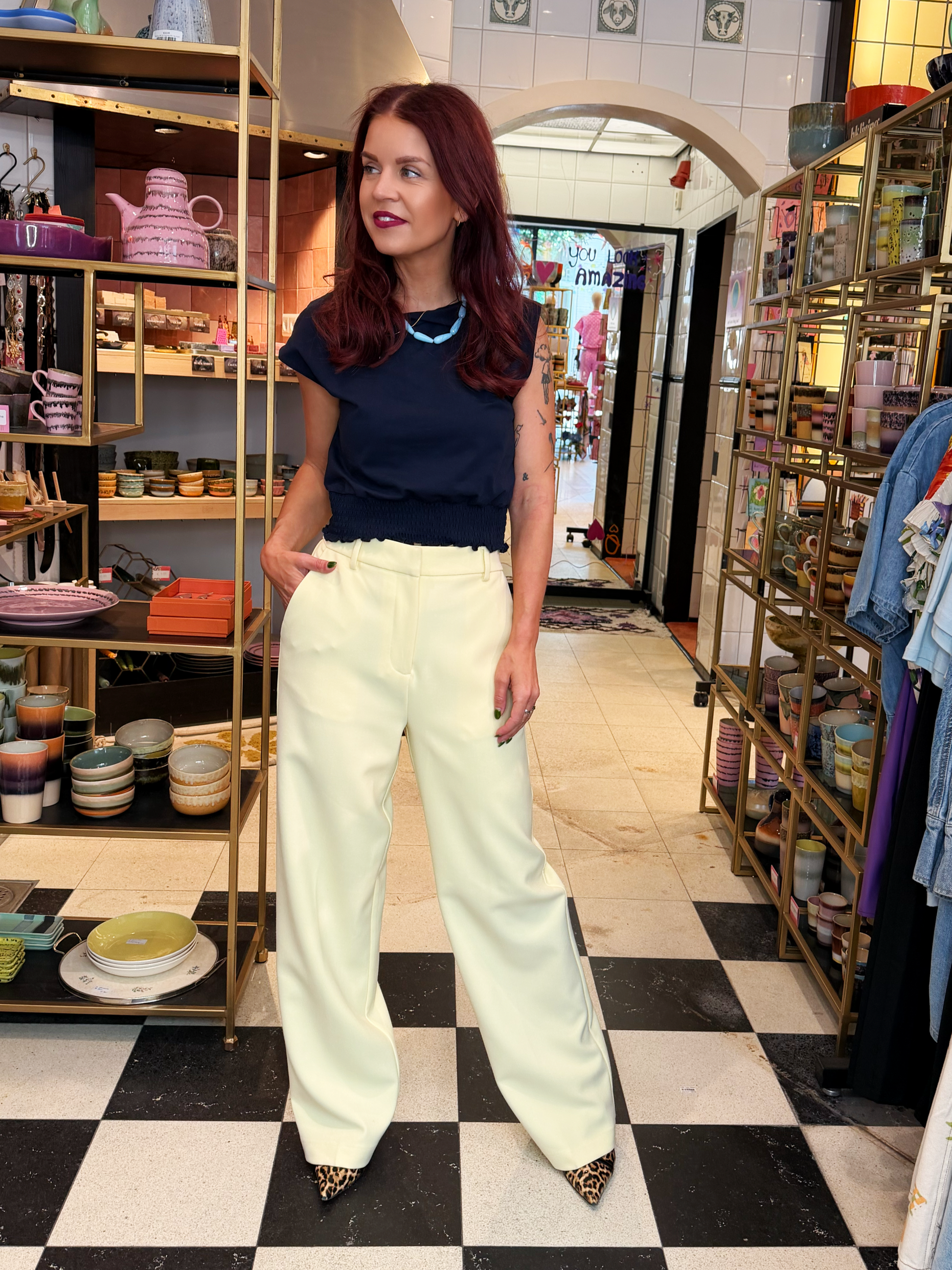 YAS | LIKKA HW WIDE PANTS - FRENCH VANILLA