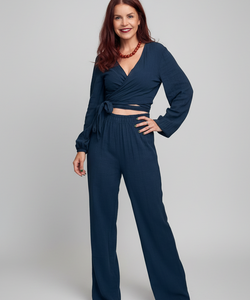 BOB & BILL RESORT COLLECTION | BEAU WRAP TOP - NAVY
