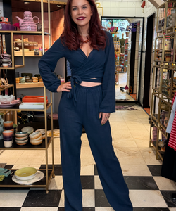 BOB & BILL RESORT COLLECTION | BEAU WRAP TOP - NAVY