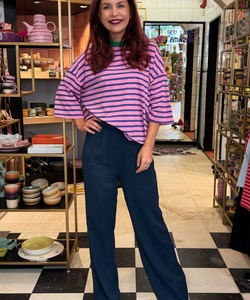 LULU STRIPED BOW TEE - PINK/PURPLE
