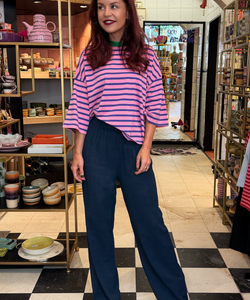 LULU STRIPED BOW TEE - PINK/PURPLE