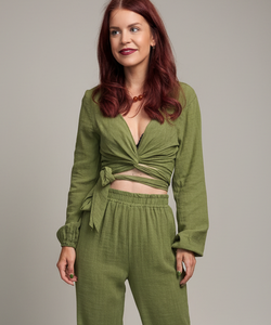 BOB & BILL RESORT COLLECTION | BEAU WRAP TOP - PISTACHE