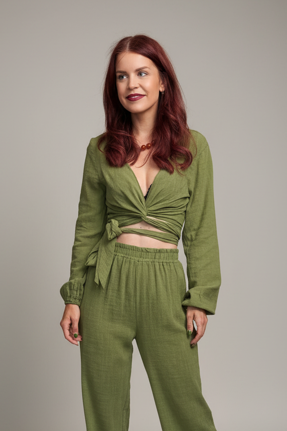BOB & BILL RESORT COLLECTION | BEAU WRAP TOP - PISTACHE