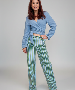 BOB & BILL RESORT COLLECTION | BEAU WRAP TOP - JEANS BLUE