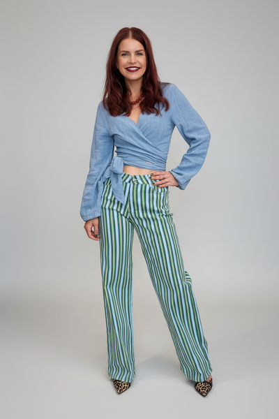 MAYTE STRIPED JEANS - GREEN