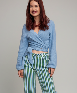 BOB & BILL RESORT COLLECTION | BEAU WRAP TOP - JEANS BLUE