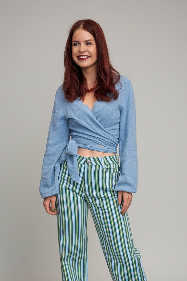 BOB & BILL RESORT COLLECTION | BEAU WRAP TOP - JEANS BLUE