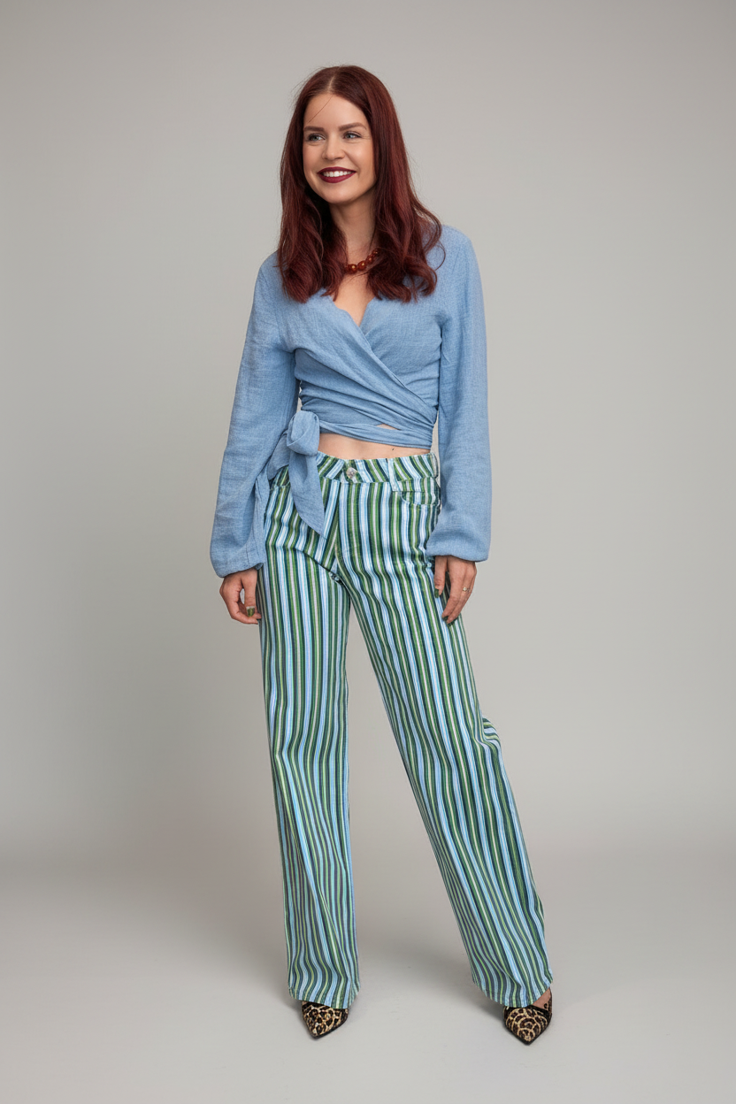 BOB & BILL RESORT COLLECTION | BEAU WRAP TOP - JEANS BLUE