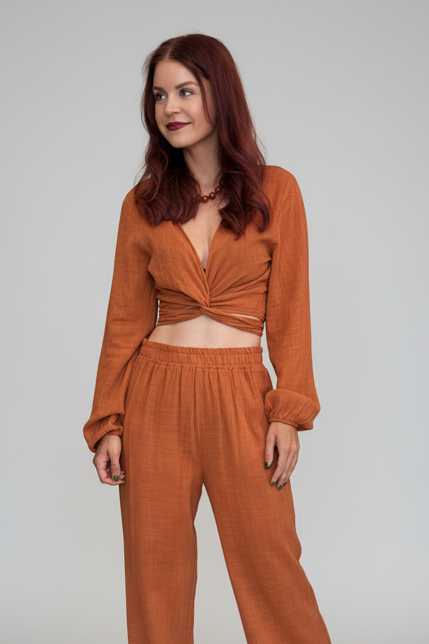BOB & BILL RESORT COLLECTION | BEAU WRAP TOP - BRICK