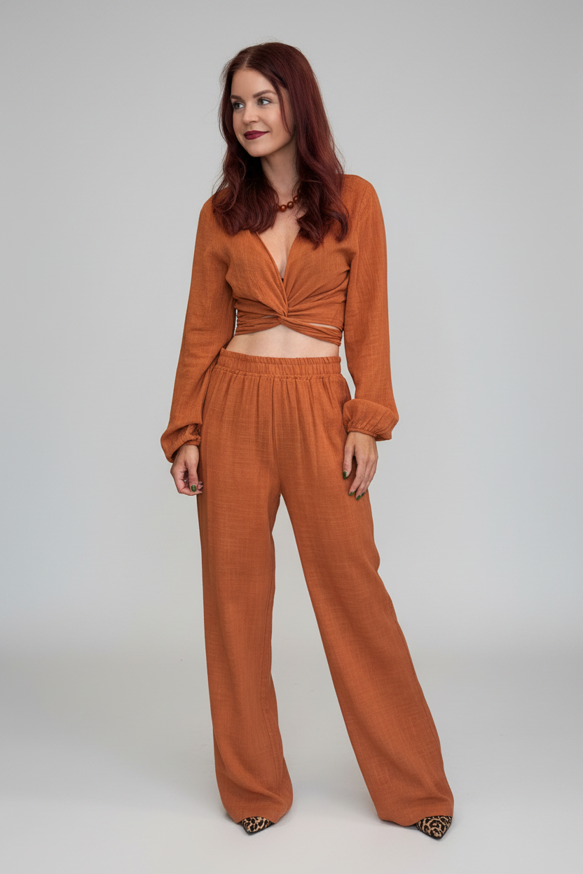 BOB & BILL RESORT COLLECTION | BEAU WRAP TOP - BRICK