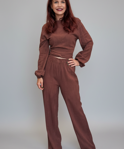 BOB & BILL RESORT COLLECTION | BEAU WRAP TOP - CHOCOLAT