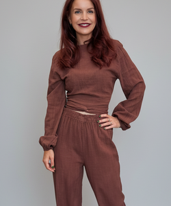 BOB & BILL RESORT COLLECTION | BEAU WRAP TOP - CHOCOLAT