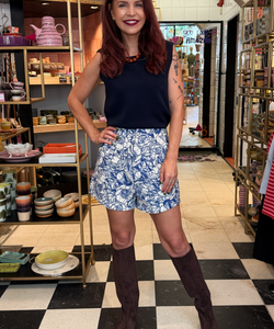 ZANE EMBROIDERY SHORTS - BLUE
