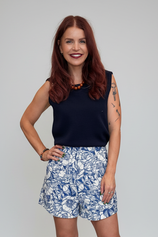 ANNE SHELL TOP - NAVY